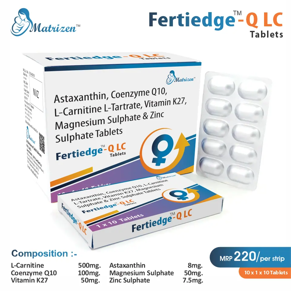 astaxanthin, Coenzyme Q10, and L-Carnitine L-Tartrate  in the tablet form, available at the best price in Gynae PCD Pharma Franchise for Male fertility